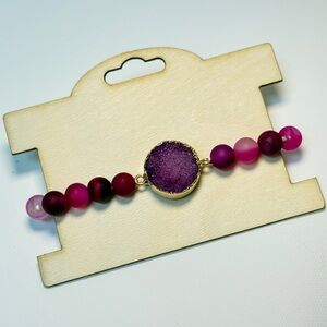 Handmade natural gemstone and seed beads bracelet